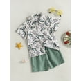 thumbnail image 3 of Bagilaanoe 2pcs Toddler Baby Boy Short Pants Set Short Sleeve Cartoon Print Shirt Tops + Shorts 1T 2T 3T 4T 5T 6T Kids Summer Gentleman Outfits, 3 of 9