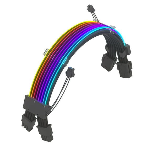 Double 8 Pin ARGB Extension Power Supply Sleeved Cable Sleeved Cable with Lighting 5V 3Pin ARGB Sync Power Cord