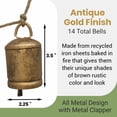 thumbnail image 5 of Bell Garland on Jute Rope with Antique Gold Finish - Christmas Bell Garland, 5 of 7