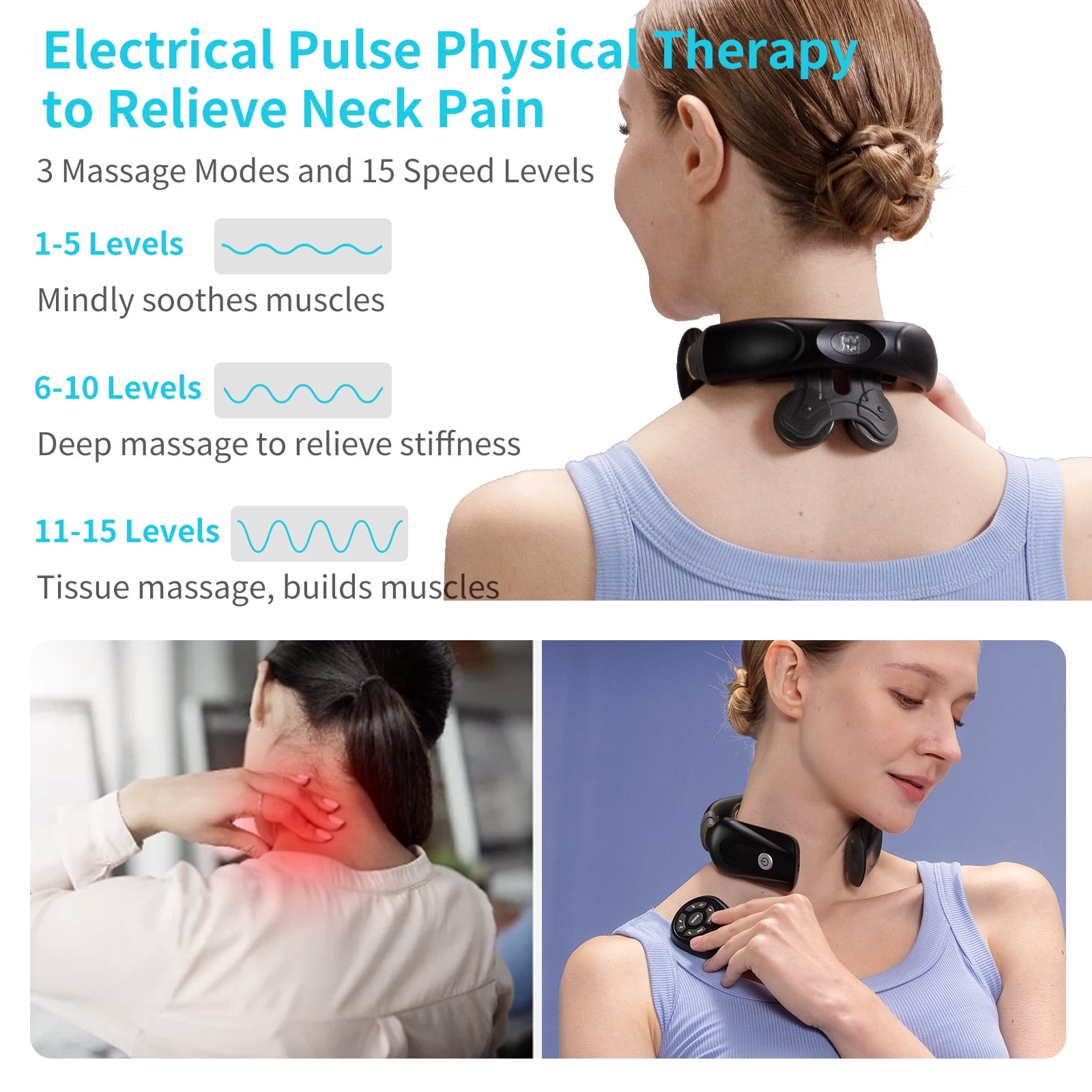Portable Intelligent Neck Massager Smart Cordless Cervical Massager with Heat Therapy for Relaxation