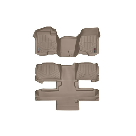 WeatherTech Custom Fit FloorLiners compatible with 2011-2013 Chevrolet Tahoe - Complete Set (1st Row Over-The-Hump, 2nd, & Aisle), Tan