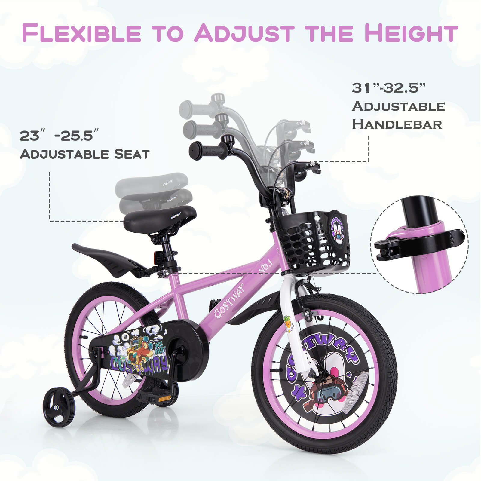 Costway 16-Inch Kids Bike with Training Wheels and Adjustable Seat photo 6