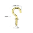 thumbnail image 4 of Uxcell 1.3" Screw Eye Hooks Self Tapping Screws Screw-in Hanger Golden 25 Pack, 4 of 5