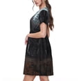 thumbnail image 2 of Rocae Gloomy Mansion Forest Scene for Dresses Summer Casual Ruffle Short Sleeve Cute Crew Neck Flowy Dress with Pockets, 2 of 6