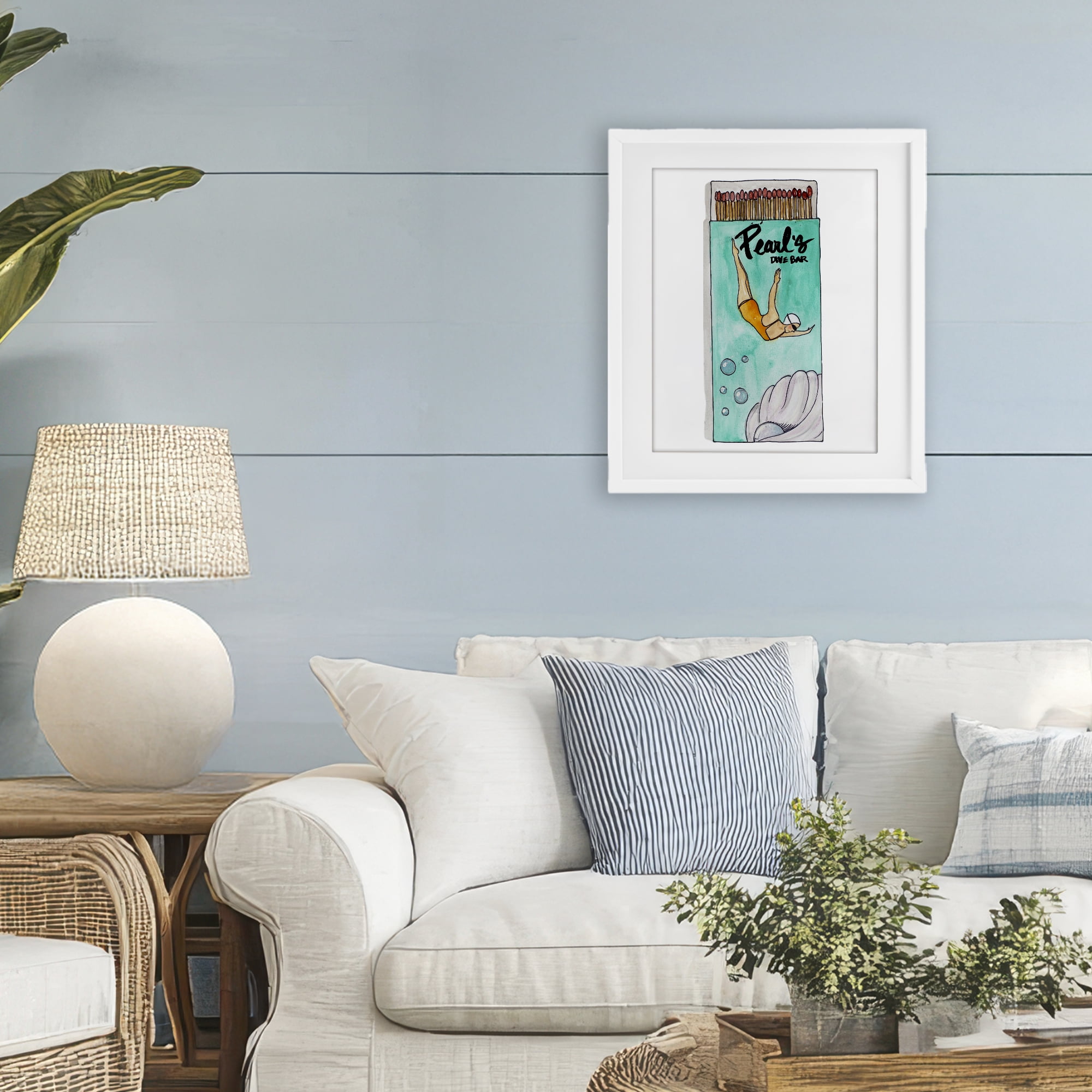 Stupell Industries Pearl Dive Matchbox White Framed Print Under Glass, design by Nola James