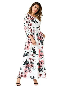 DYMADE Mommy and Me Floral Print 3/4 Sleeve Boho Dress Ladies Girls Evening Party Long Maxi Dress