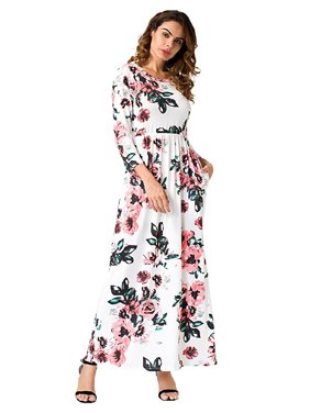 DYMADE Mommy and Me Floral Print 3/4 Sleeve Boho Dress Ladies Girls Evening Party Long Maxi Dress