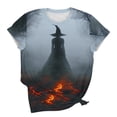 thumbnail image 5 of Junur Women's Midsummer Witches Gather T-Shirt Halloween Witch Party Shirts Short Sleeve Crew Neck Flowers Moon Graphic Tees S-5XL, 5 of 6