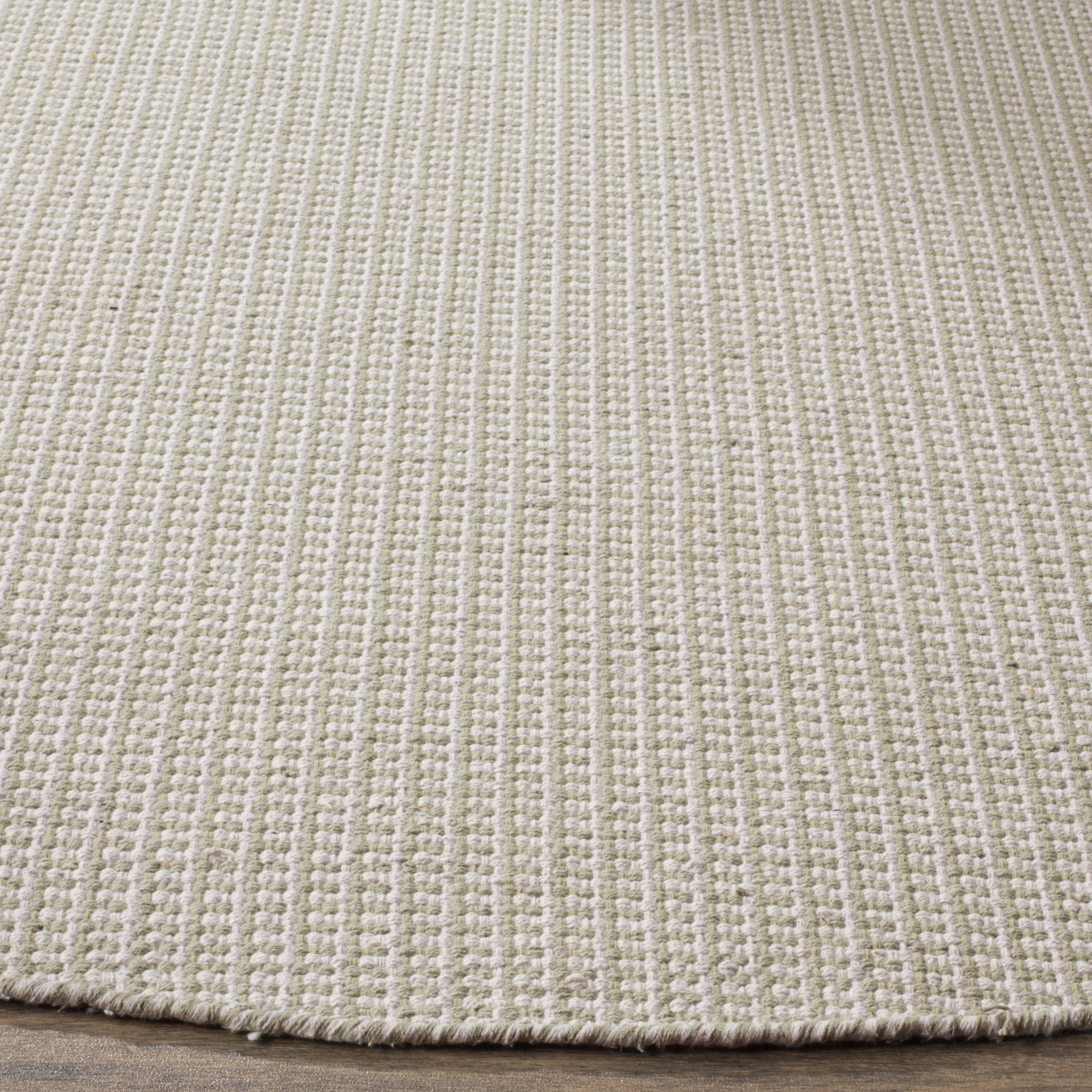 SAFAVIEH Montauk Patton Geometric Cotton Area Rug, Ivory/Green, 4' x 4' Round