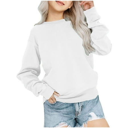 

Plebaso Kids Boys Girls Long Sleeve Round Neck Sweatshirt Casual Pullover Tops Teen Girl Clothes