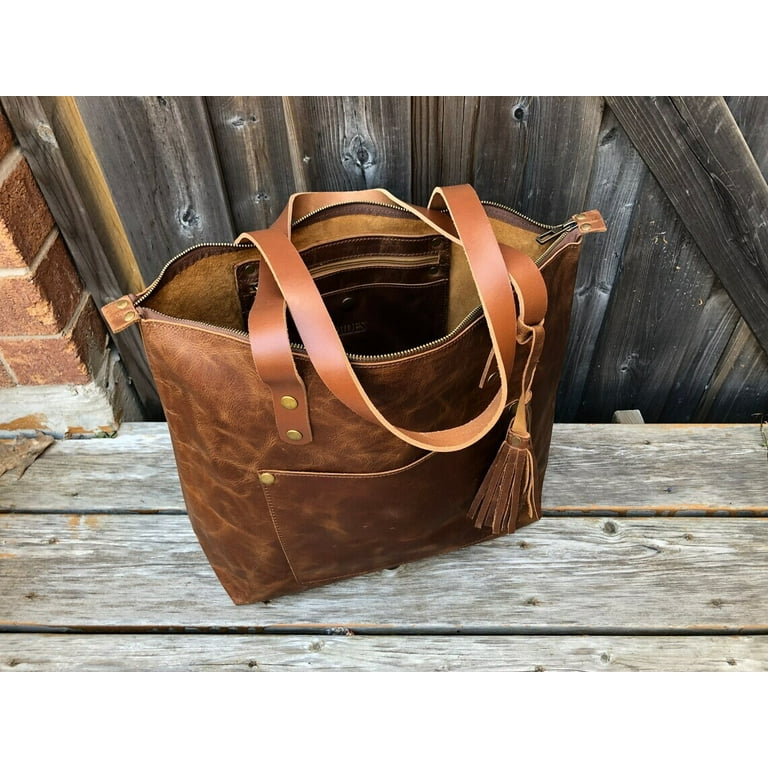  Handmade real leather bucket bag - Soft veg tanned leather :  Handmade Products