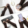 thumbnail image 6 of Ksopiavobs Womens Winter Warm Over Elbow Long Fingerless Thumb Hole Gloves Mittens Knitted Arm Warmer, 6 of 6