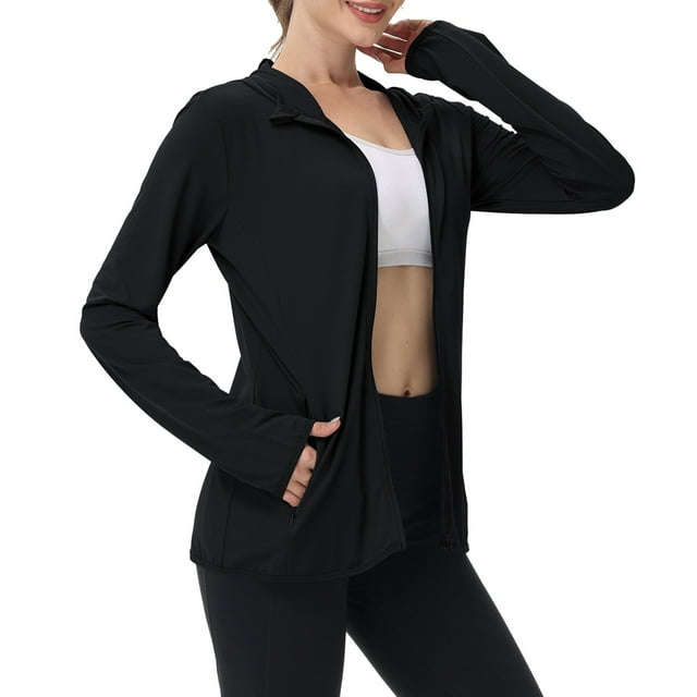 Women's Summer Lightweight Protective Long Sleeve Outdoor Jacket Hooded Casual Windbreaker for Daily Travel