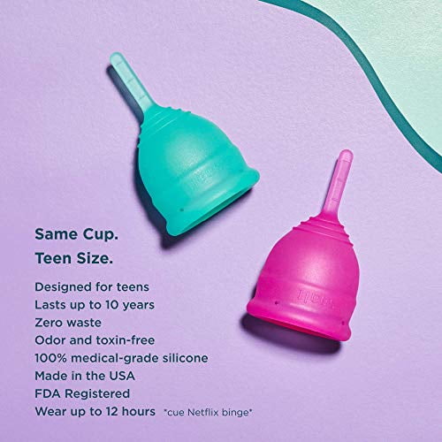 Saalt Teen Menstrual Cup - Best Sensitive Reusable Cup - Wear for 12 Hours - Tampon and Pad Alternative (Wild Rose)