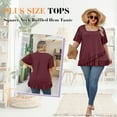 thumbnail image 5 of Bukemao Women's Square Neck Peplum Blouse - Plus Size Casual Flowing Summer Top with Short Sleeves, 5 of 6