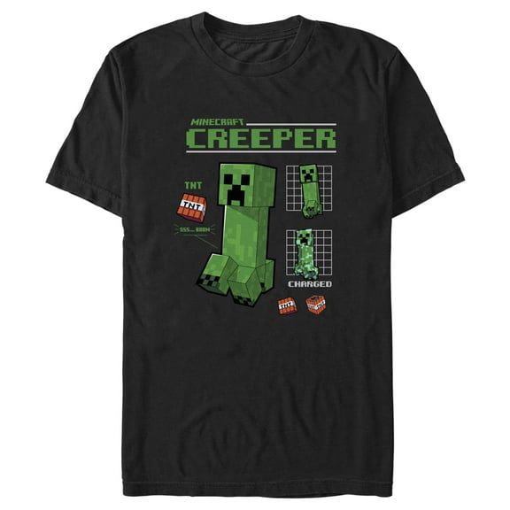 Men's Minecraft Creeper Graph Charged  Graphic Tee Black X Large