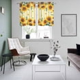 thumbnail image 5 of 2 Panels Kitchen Tier Curtains 39 Inch Length, Yellow Sunflower Grommets Window Treatment Curtain, Spring Floral Striped Farmhouse Thermal Curtains Drapes for Living Room/Bathroom, 5 of 9