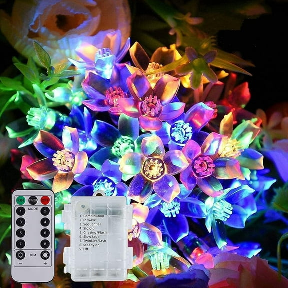 LINLIN Battery Operated Flower Cute String Lights 40LED Cherry Blossom Fairy Light with Remote Control Timer Decorative Lights for Nursery Girls Bedroom Dorm Wedding Decor