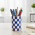 thumbnail image 5 of CATPAN Checkered Bathroom Toothbrush Holder, Bathroom Black and White Ceramic Toothbrush Holder, Modern Toothbrush Box, Used for Bathroom countertop Storage Rack, Checkered Bathroom Decoration (Blue), 5 of 18