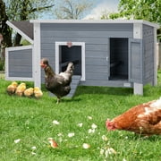 PETSFIT Large Chicken Coop with Nesting box, Weatherproof Hen House,Poultry Cage,3-5 chicken, Grey