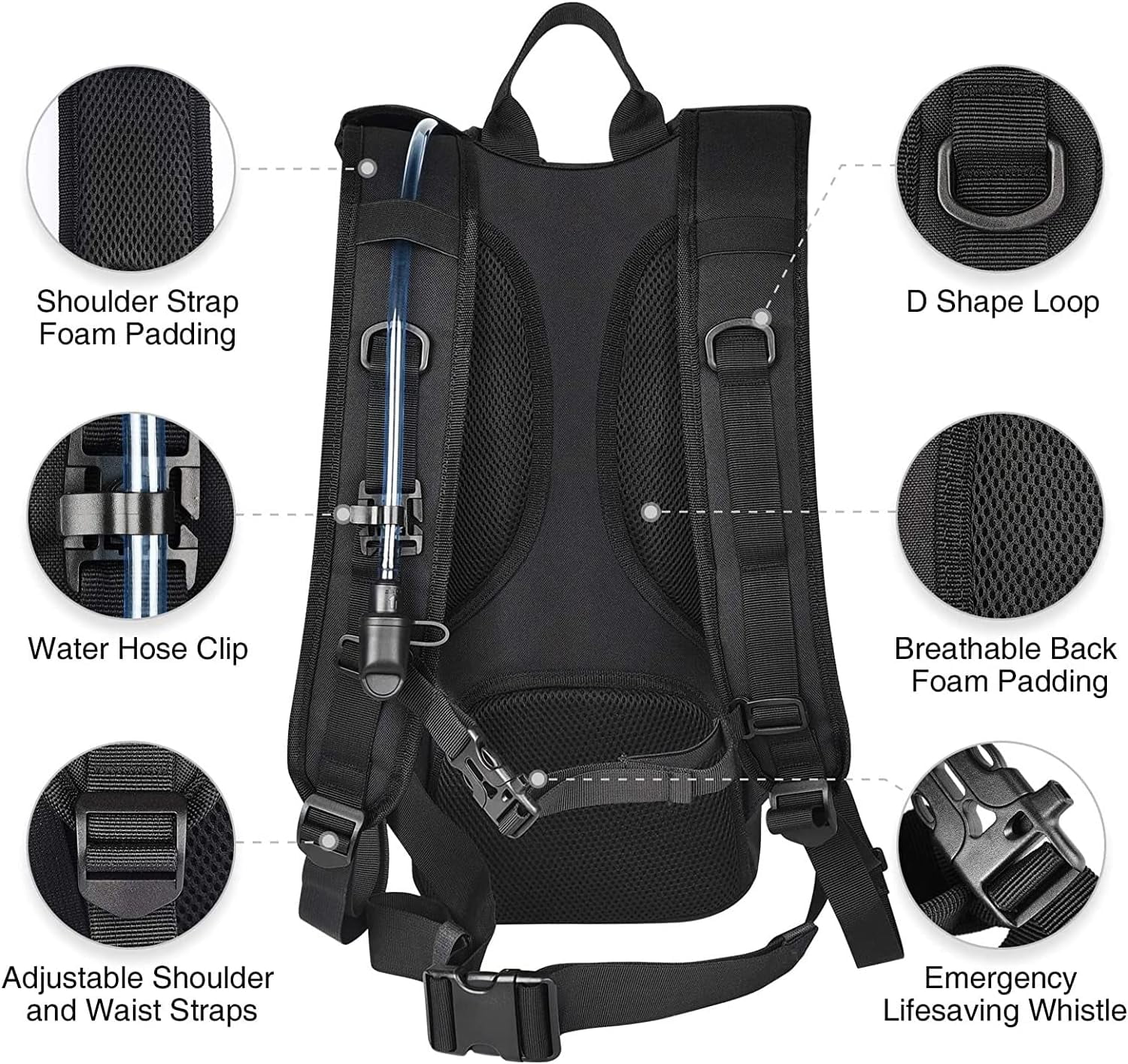 Brightify Hydration Backpack 17L, Hiking Backpack with 3L TPU Water Bladder for Cycling Running Hiking Climbing Biking, Breathable Water Hydration Backpack for Men Women, Black