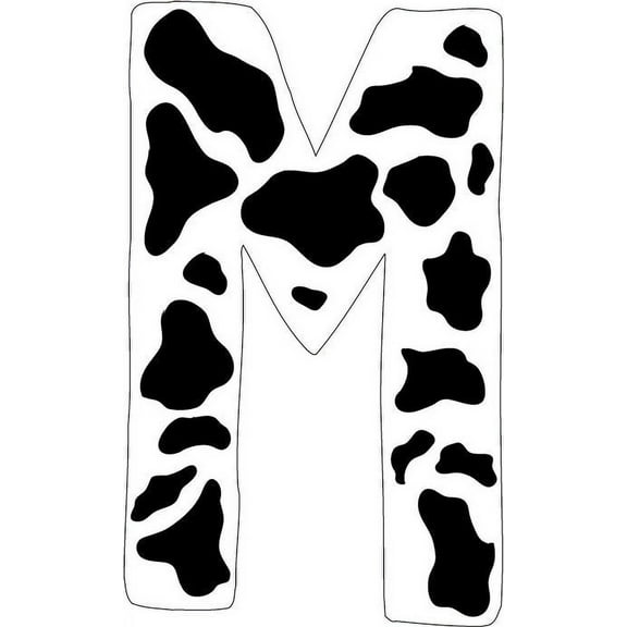 10 inch Cow Animal Print Letter Decals Stickers from A to Z
