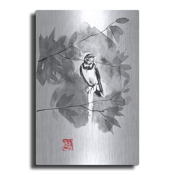 Luxe Metal Art 'Bird 02' by Pechane, Metal Wall Art, 24"x36"
