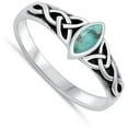 thumbnail image 4 of CHOOSE YOUR COLOR Vintage Celtic Simulated Turquoise Ring .925 Sterling Silver Band Blue CZ Female Size 6, 4 of 4