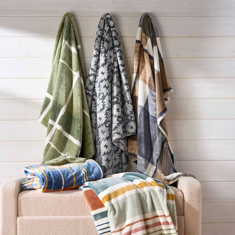 Better Homes Gardens Printed Heavyweight Ultra Plush Adult Throw 50 x 72 Neutral Plaid Walmart