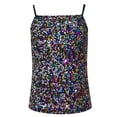 thumbnail image 4 of YUQIN Soft Tops Girls Sequin Tank Tops Sleeveless Adjustable Spaghetti Strap Crop Cami Top Carnival Sparkly Dance Blouse For Children Comfy Casual Tshirt, 4 of 4