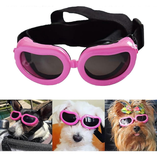 Dog Goggles Anti-UV Dog Sunglasses,Pet Goggles with Adjustable Straps for Cats Small Dogs-Pink