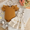 thumbnail image 6 of Toddler Baby Girl Outfits Short Sleeve Ribbed T-Shirt Bow Overall Dresses Suspender Skirt Set Summer Baby Girl Outfit, 6 of 6