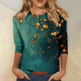 thumbnail image 2 of successthop Floral Blouses for Women Plus Size 3/4 Sleeve Shirt Lightweight Oversized Crewneck Trendy Clothes Print Top, 2 of 5