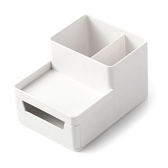 Small Makeup Brush Holder Organizer,Mini Cosmetic Countertop,Skincare Storage for Desk, Vanity,Bathroom Counter White