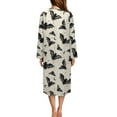 thumbnail image 2 of Xoenoiee Bat Moon Star Print Nightgown House Dress Zip up Robes for Women Halloween Long Lounge Dress Round Neck House Coat Bathrobe Plus Size, Size M, 2 of 7