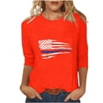 thumbnail image 2 of Dazajoo Independence Day 3/4 Sleeve Tops for Women 2024 Summer Casual Crew Neck Shirts Womens 4th of July American Flag Patriotic Tunic Lightning Deals,Orange,M, 2 of 6