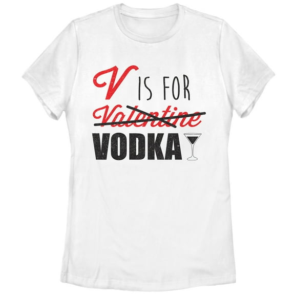 Women's Lost Gods Valentine V is For Vodka  Graphic Tee White X Large
