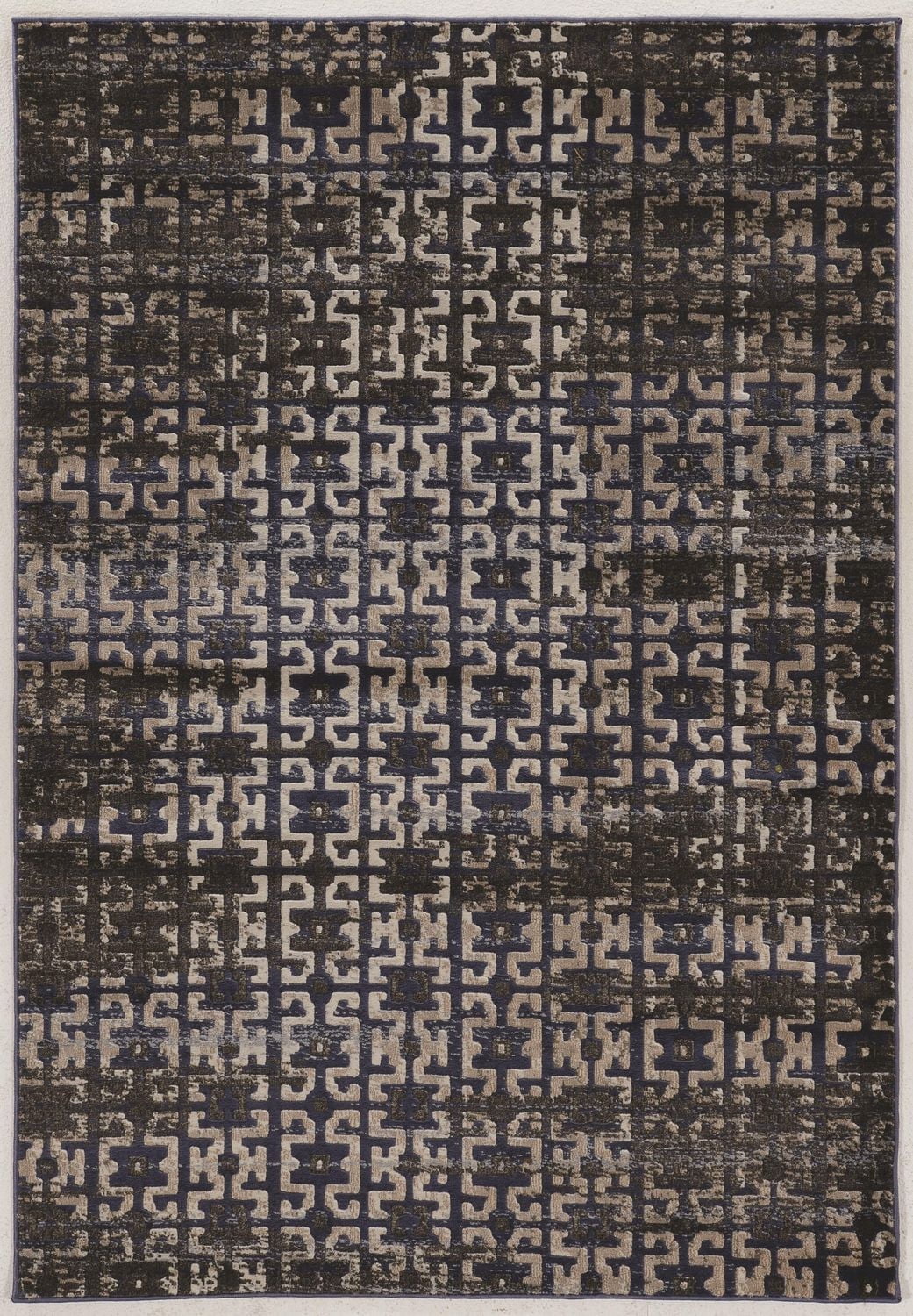 Tapis Bijou Labyrinthe marine et beige de 8 pi x 10 pi 4 po