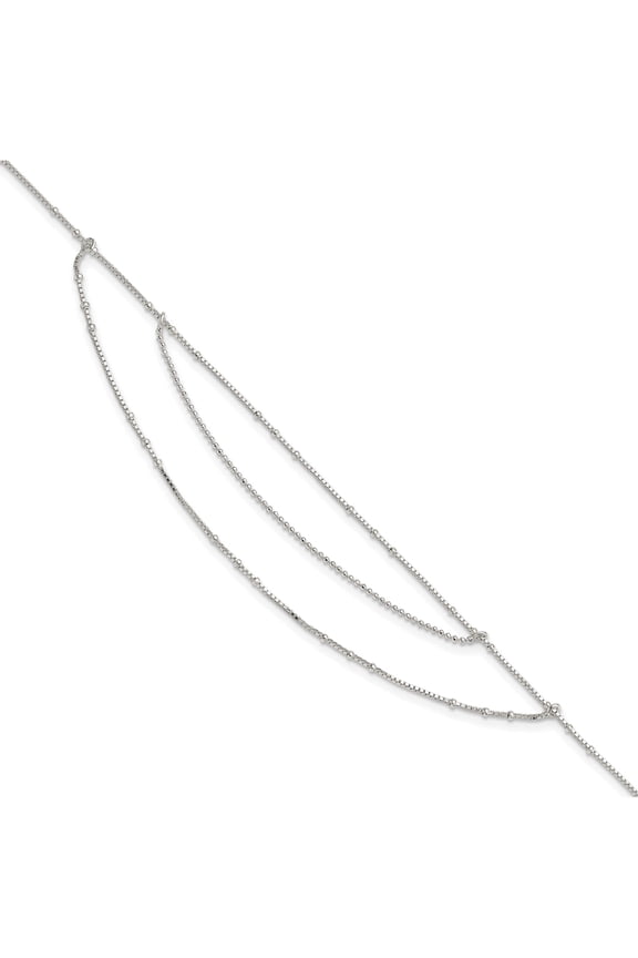 Sterling Silver Polished Multi-Strand 9In Plus 1 In Ext Anklet (9 X 0.8) Made India qg4195-9