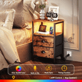 thumbnail image 2 of Furologee Nightstand with Charging Station, End Table with LED Lights, Bedside Table with USB Ports & Outlets, Night Stands with 2 Drawers, Side Table for Living Room/Bedroom, 2 of 8