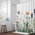 thumbnail image 6 of Wildflower Shower Curtain for Bathroom Decor, Daisy Floral Leaves Farmhouse Pastoral Waterproof Fabric Shower Curtain, 48"x72" Set with 12 Hooks, 6 of 9