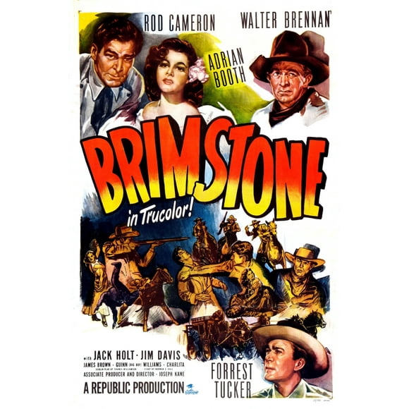 Brimstone Us Poster Top From Left: Rod Cameron Adrian Booth Walter Brennan Bottom Right: Forrest Tucker 1949 Movie Poster Masterprint (11 x 17)