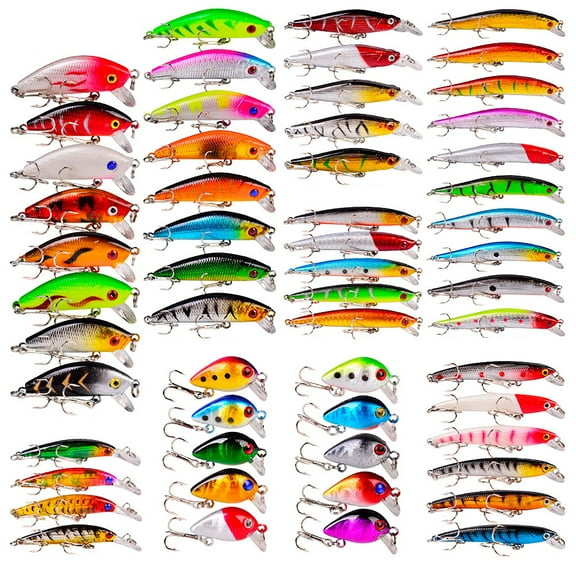 56Pcs Fishing Lures Kit Soft Hard Fishing Lures Baits Set with Hooks Fishing Gear for Saltwater and Freshwater Bass Trout Redfish