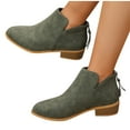 thumbnail image 2 of Xfvqtps Ankle Boots for Women Cork Pointy Toe Low Heel Back Zipper Leather Fashion Commute Booties Green, 2 of 8