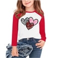 thumbnail image 3 of Kids Long Sleeve Tops Valentines Day Gifts Boys Girls Crewneck Raglan Shirt Love Heart Print Spring Casual Tees (9-10 Years, Red #A), 3 of 6