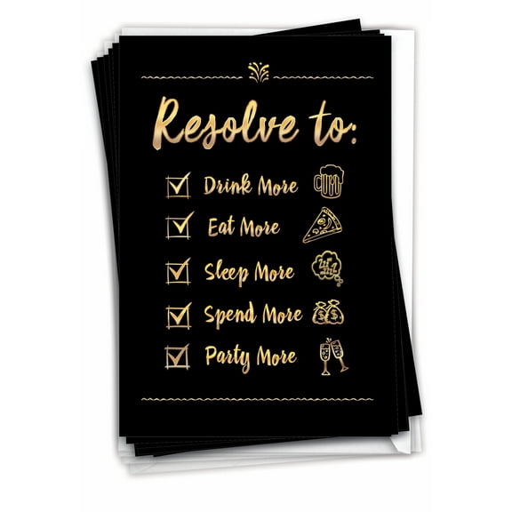 Pack of 12 New Year Greeting Cards (1 Design, 12 Cards) - Bad Resolutions