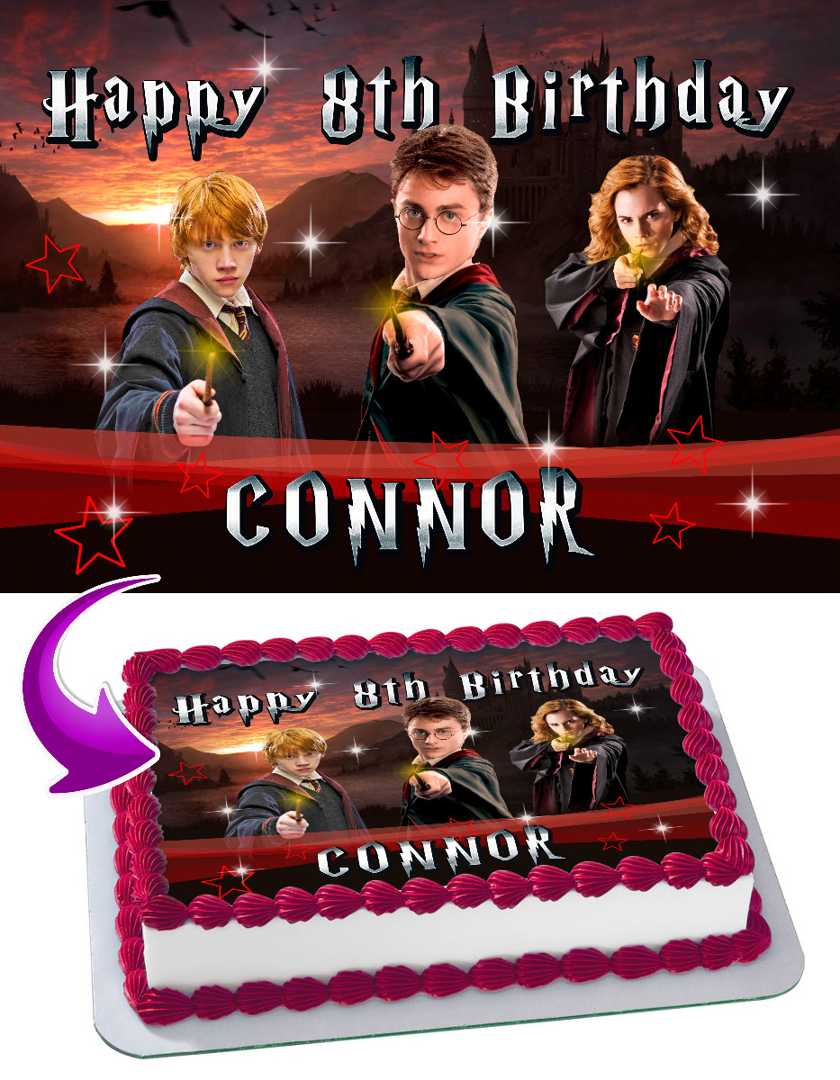 Harry Potter Edible Cake Image Topper Personalized Picture 1/4 Sheet (8"x10.5")