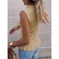 thumbnail image 4 of Women Sleeveless Ruffle Knit Cardigan Vest Button Down Cropped Tank Top, 4 of 6