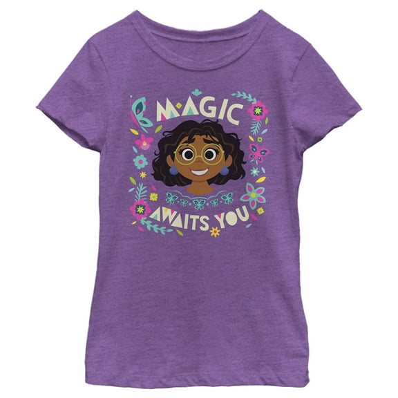 Girl's Encanto Mirabel Magic Awaits You Graphic Tee Purple Berry Small