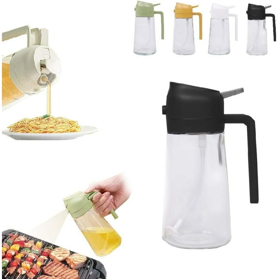 Oil Sprayer For Cooking,16oz/470ml Premium Glass Oil Spray Bottle,2 In 1 Olive Oil Dispenser Bottle For Kitchen,Spray And Pour,Food-Grade Oil Mister For Air Fryer,Salad,Frying,Bbq (y g)